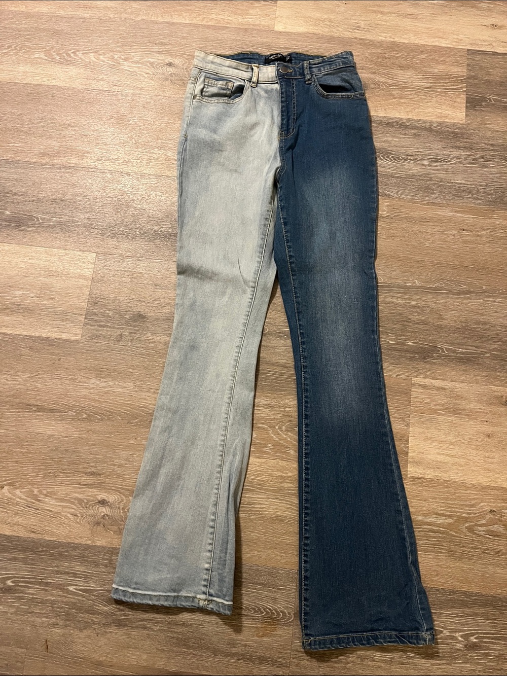 Nasty Gal Two-Tone Blue Flare Jeans